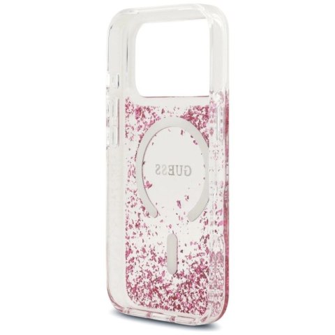 Etui Guess Resin Bottom Glitter MagSafe na iPhone 17 Pro - różowe Guess