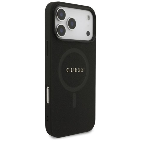 Etui Guess Saffiano Classic Logo MagSafe na iPhone 17 Pro Max - czarne Guess