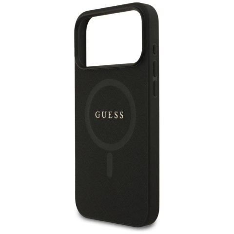 Etui Guess Saffiano Classic Logo MagSafe na iPhone 17 Pro Max - czarne Guess