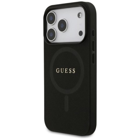 Etui Guess Saffiano Classic Logo MagSafe na iPhone 17 Pro - czarne Guess