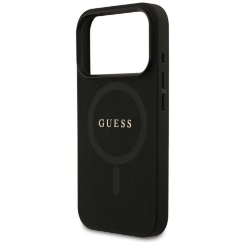 Etui Guess Saffiano Classic Logo MagSafe na iPhone 17 Pro - czarne Guess