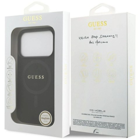 Etui Guess Saffiano Classic Logo MagSafe na iPhone 17 Pro - czarne Guess