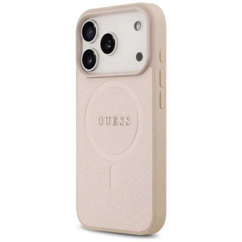 Etui Guess Saffiano Classic Logo MagSafe na iPhone 17 Pro - różowe Guess