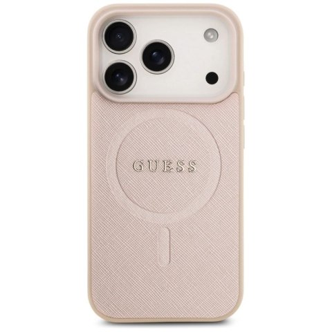 Etui Guess Saffiano Classic Logo MagSafe na iPhone 17 Pro - różowe Guess