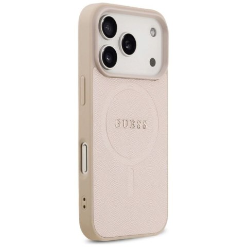 Etui Guess Saffiano Classic Logo MagSafe na iPhone 17 Pro - różowe Guess
