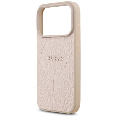 Etui Guess Saffiano Classic Logo MagSafe na iPhone 17 Pro - różowe Guess