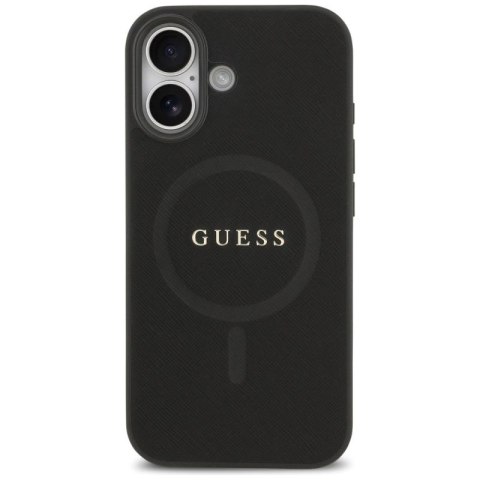 Etui Guess Saffiano Classic Logo MagSafe na iPhone 17 - czarne Guess