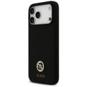 Etui Guess Silicone Logo Strass 4G MagSafe na iPhone 17 Pro Max - czarne Guess