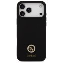 Etui Guess Silicone Logo Strass 4G MagSafe na iPhone 17 Pro Max - czarne Guess
