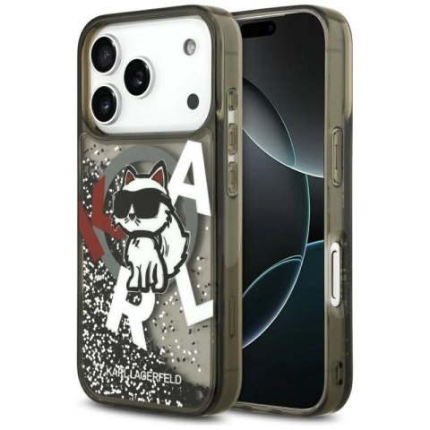 Etui Karl Lagerfeld Liquid Glitter Choupette Logo MagSafe na iPhone 17 Pro - czarne Karl Lagerfeld