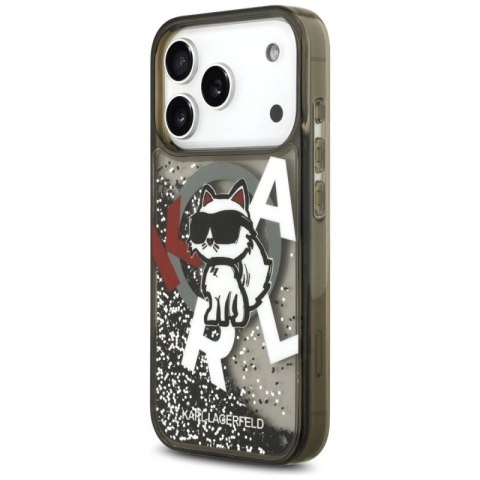 Etui Karl Lagerfeld Liquid Glitter Choupette Logo MagSafe na iPhone 17 Pro - czarne Karl Lagerfeld