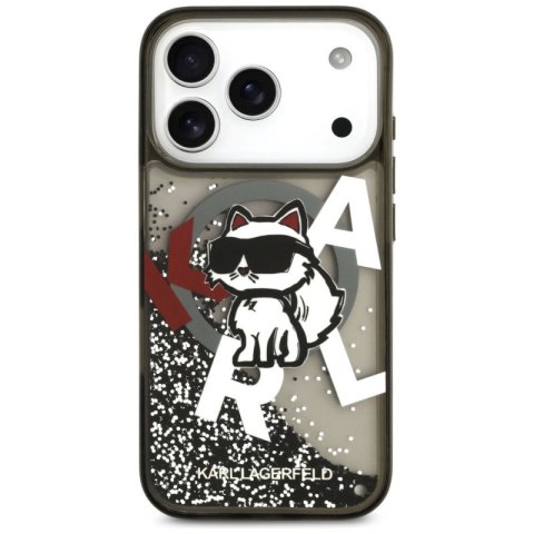 Etui Karl Lagerfeld Liquid Glitter Choupette Logo MagSafe na iPhone 17 Pro - czarne Karl Lagerfeld