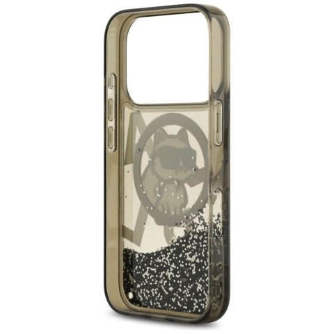 Etui Karl Lagerfeld Liquid Glitter Choupette Logo MagSafe na iPhone 17 Pro - czarne Karl Lagerfeld