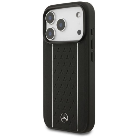 Etui Mercedes Leather Star Pattern Stripes MagSafe na iPhone 17 Pro - czarne Mercedes