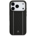 Etui Mercedes Leather Star Pattern Stripes MagSafe na iPhone 17 Pro - czarne Mercedes