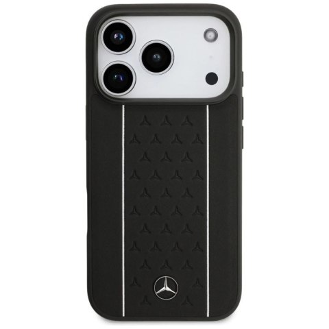 Etui Mercedes Leather Star Pattern Stripes MagSafe na iPhone 17 Pro - czarne Mercedes