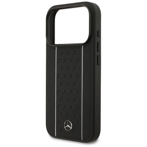 Etui Mercedes Leather Star Pattern Stripes MagSafe na iPhone 17 Pro - czarne Mercedes