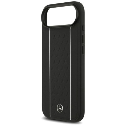 Etui Mercedes Leather Star Pattern Stripes MagSafe na iPhone Air - czarne Mercedes