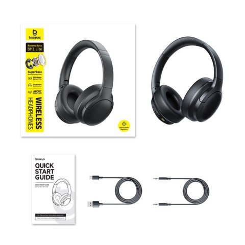 Słuchawki bezprzewodowe Baseus Bass BH1 Lite nauszne Bluetooth 6.0 - czarne Baseus
