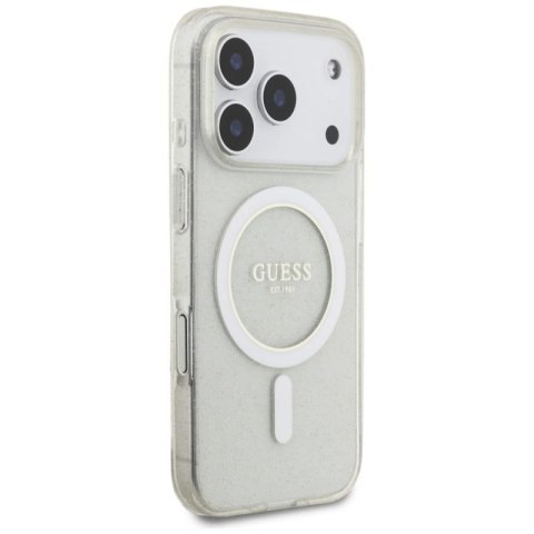 Etui Guess IML Glitter Pearl Strap MagSafe do iPhone 17 Pro - przezroczyste Guess