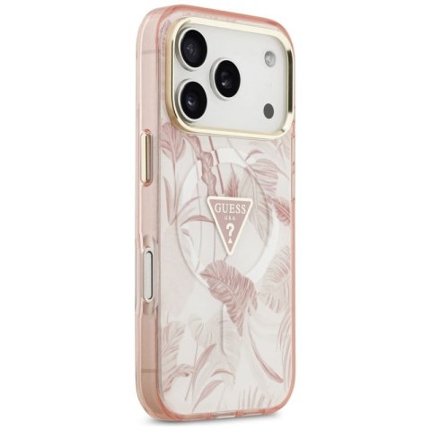Etui Guess Jungle Tonal Triangle MagSafe do iPhone 17 Pro Max - różowe Guess