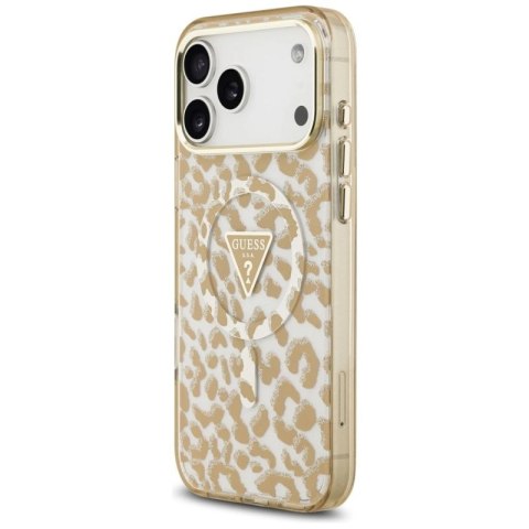Etui Guess Leopard Glitter MagSafe do iPhone 17 Pro Max - brązowe Guess
