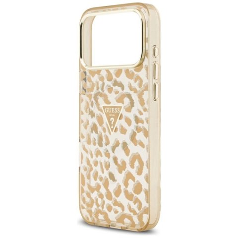 Etui Guess Leopard Glitter MagSafe do iPhone 17 Pro Max - brązowe Guess