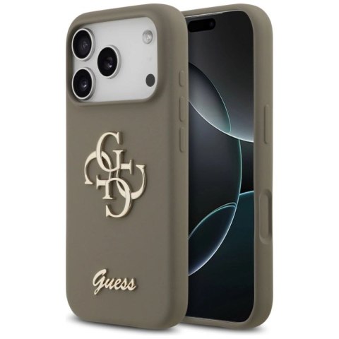 Etui Guess Silicone Big 4G Script na iPhone 17 Pro - brązowe Guess