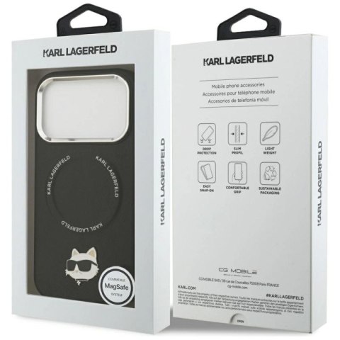 Etui Karl Lagerfeld Choupette Pin MagSafe do iPhone 17 Pro - czarne Karl Lagerfeld