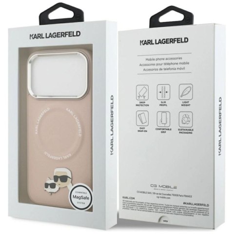 Etui Karl Lagerfeld Karl & Choupette Pins MagSafe do iPhone 17 Pro - różowe Karl Lagerfeld