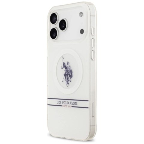 Etui US Polo DH and Bottom Stripe Logo MagSafe na iPhone 17 Pro Max - białe U.S. Polo Assn.
