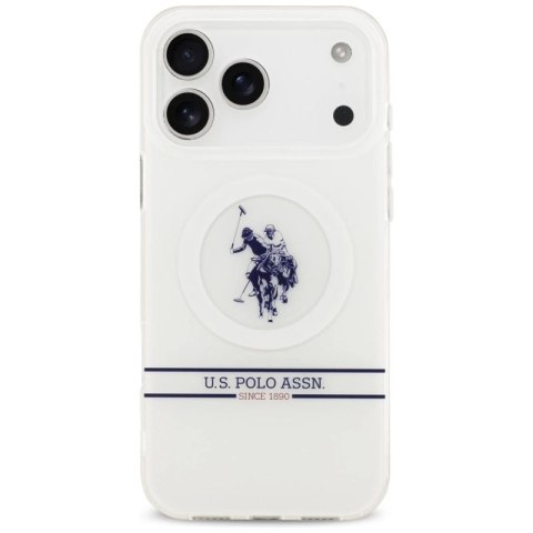 Etui US Polo DH and Bottom Stripe Logo MagSafe na iPhone 17 Pro Max - białe U.S. Polo Assn.
