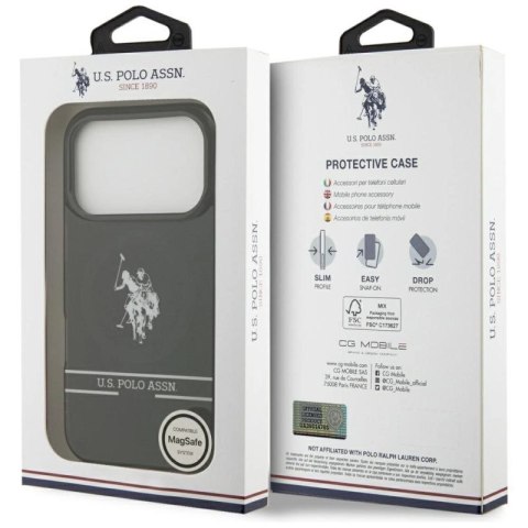Etui US Polo DH and Bottom Stripe Logo MagSafe na iPhone 17 Pro - czarne U.S. Polo Assn.