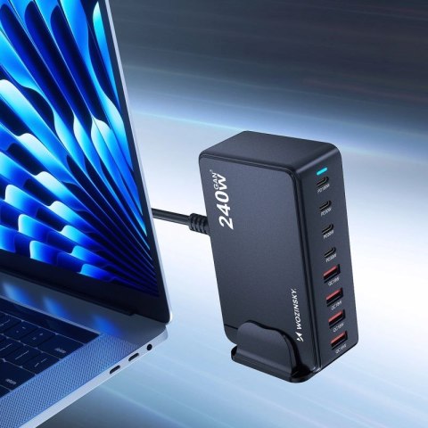 Stacja ładująca Wozinsky 240W GaN QC3 - czarna Wozinsky