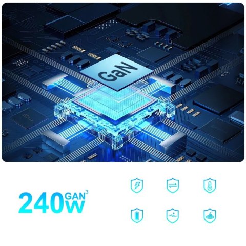 Stacja ładująca Wozinsky 240W GaN QC3 - czarna Wozinsky