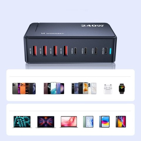 Stacja ładująca Wozinsky 240W GaN QC3 - czarna Wozinsky