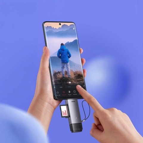 Czytnik kart Baseus Lite Series USB-A/USB-C 3.0 SD/TF - szary Baseus