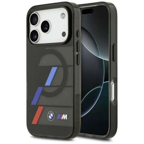 Etui BMW M IML Metal Buttons Tricolor Lines MagSafe na iPhone 17 Pro - czarne BMW