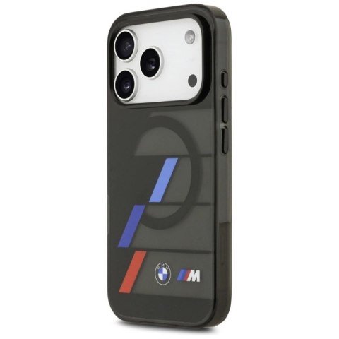 Etui BMW M IML Metal Buttons Tricolor Lines MagSafe na iPhone 17 Pro - czarne BMW