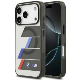Etui BMW M IML Metal Buttons Tricolor Lines MagSafe na iPhone 17 Pro - szare BMW