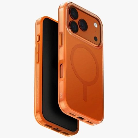 Etui UNIQ Clario Magclick Charging na iPhone 17 Pro - pomarańczowe UNIQ