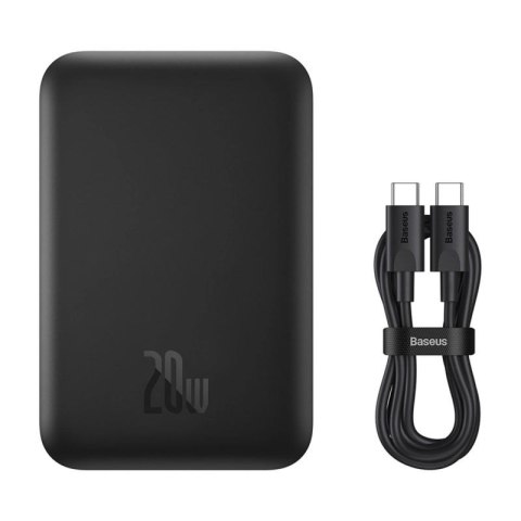 Powerbank Baseus Magnetic Mini Air 6000mAh 20W z ładowaniem indukcyjnym z kablem Baseus Simple USB-C (20V/3A) 30cm - czarny Baseus