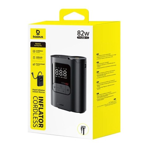 Kompresor bezprzewodowy Baseus GoTrip VA1 Super Mini z 3 końcówkami - czarny Baseus