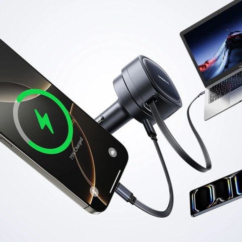 Ładowarka samochodowa Baseus PrimeTrip VR1 60W USB-A USB-C ze zwijanym kablem USB-C - czarna Baseus