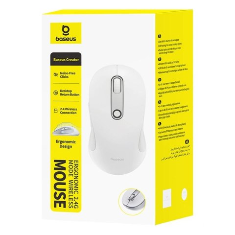 Mysz bezprzewodowa Baseus F02 ergonomiczna USB 2.4GHz - biała Baseus