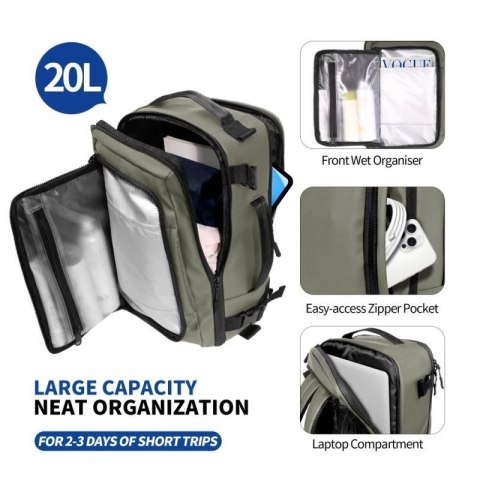 Plecak Tech-Protect Defender S50 do Ryanair & Wizzar, na laptopa 20L - oliwkowy Tech-Protect
