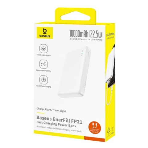 Powerbank Baseus EnerFill FP21 10000mAh 22.5W USB-A - USB-C - biały Baseus