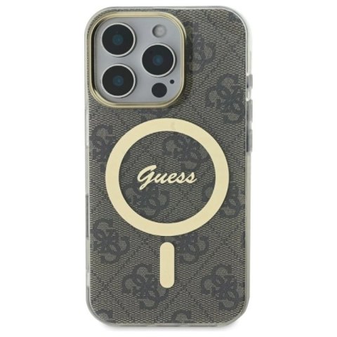 Etui Guess IML 4G MagSafe na iPhone 16 Pro - brązowe Guess