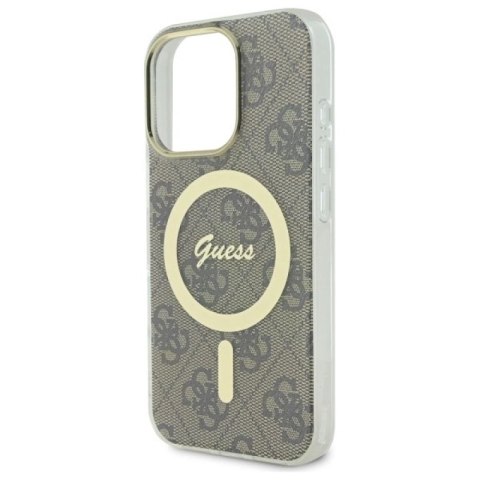 Etui Guess IML 4G MagSafe na iPhone 16 Pro - brązowe Guess