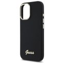 Etui Guess Silicone Script Metal Logo & Frame na iPhone 16 Plus - czarne Guess